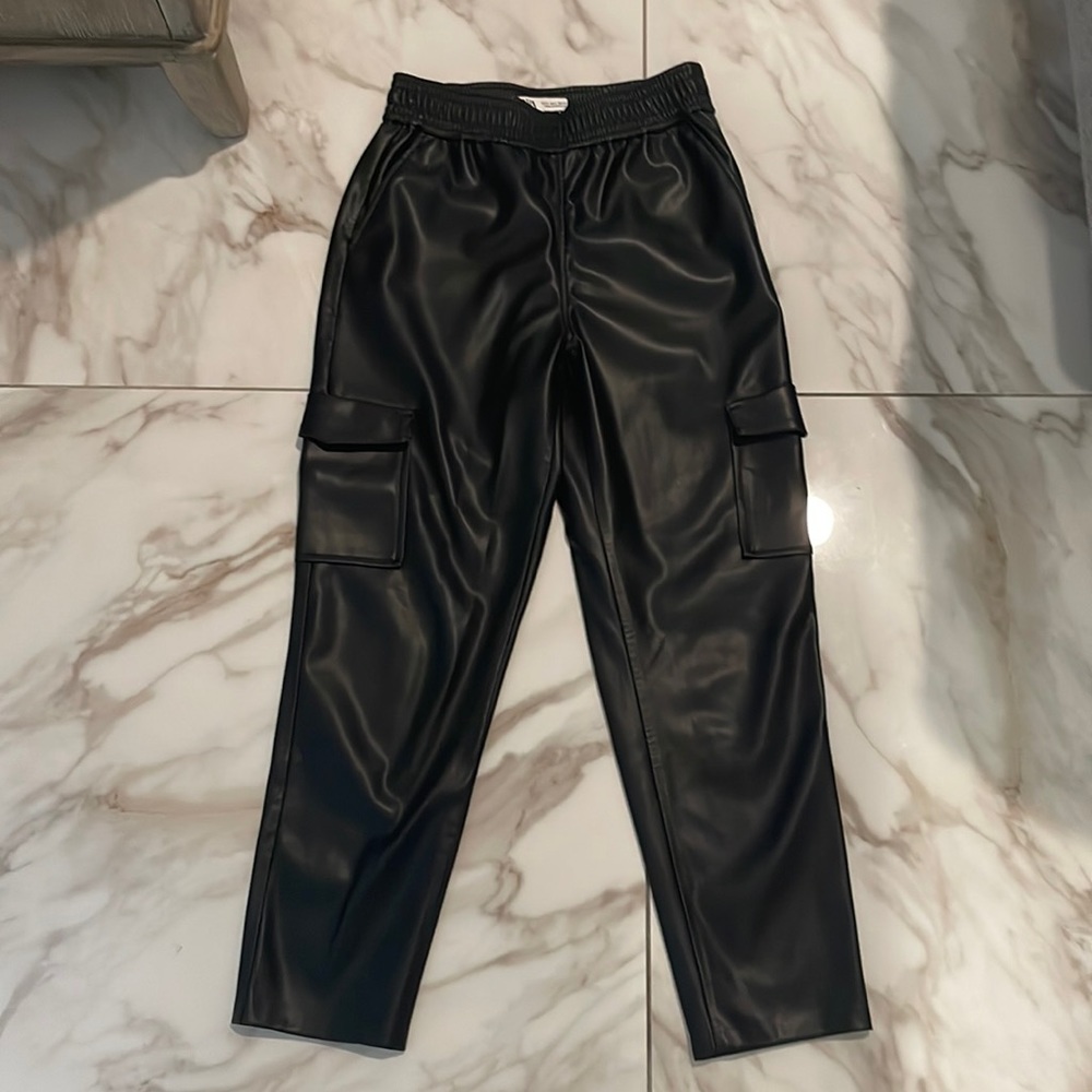 Zara Faux Leather Cargo Pocket Joggers